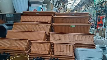 dibcek gulleri: Plastik uzun formalı çiçək qabları və balkon qutuları - Material — 1