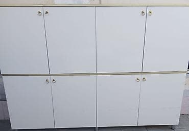 Ağ rəngli çoxgözlü dolab - Material: laminat/MDFlam ağ örtük, metal