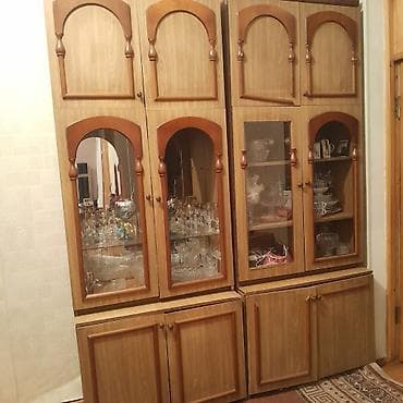 vitrin polka satisi: Mebel dəsti – vitrinli bufet şkaf - Material: ağac teksturalı — 2