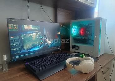 komputer dest: Masaüstü oyun/ofis kompüteri – ağ şüşəli korpus, RGB soyutma ilə — 2