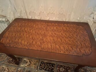 köhnə qədim gədim sovet davet stol stul mebel: Qonaq otağı üçün, İşlənmiş, Açılan, Kvadrat masa, 6 stul — 2