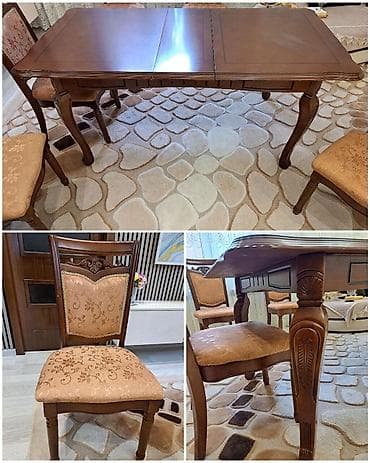 yellenen stul: Qonaq otağı üçün, İşlənmiş, Kvadrat masa, 6 stul — 1