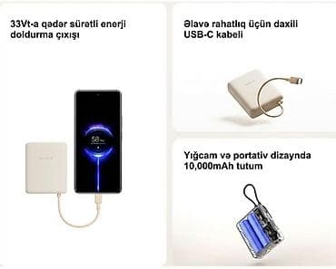 xiaomi pad: Xiaomi 33W Power Bank – 10 000 mAh (daxili kabel ilə) - Sürətli — 4