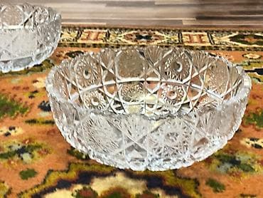 ucuz tül pərdələr: Kəsimli şüşə/kristal qab dəsti - 3 ədəd dekorativ şüşə/kristal qab - — 6