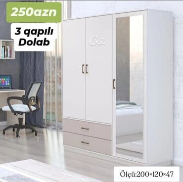 gence dolab: Açılan, 3 qapılı Düz dolab, Qarderob, paltar dolabı — 1