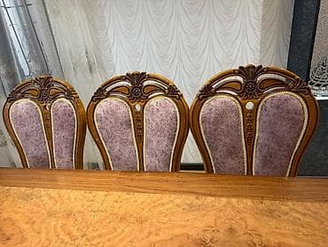 ustol: Klassik üslubda yemək otağı dəsti - Dəst: düzbucaqlı yemək masası + 8 — 4