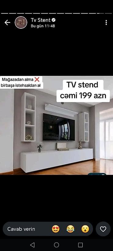 Ev üçün mebel: Yeni, Düz TV altlığı, Polkalı — 1