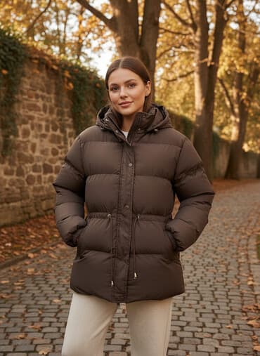 papaqlı qadın tolstovkası: Puxovik kurtka, One size — 1