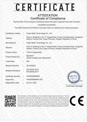 qida termometr: Termometr. - Model: BALDR BO-335TH yüksək dəqiqli temperatur və — 7