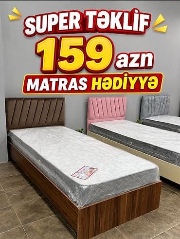 gence kravat: Tək nəfərlik çarpayı – matras hədiyyə - Qiymət: 159 AZN (şəkildə — 1