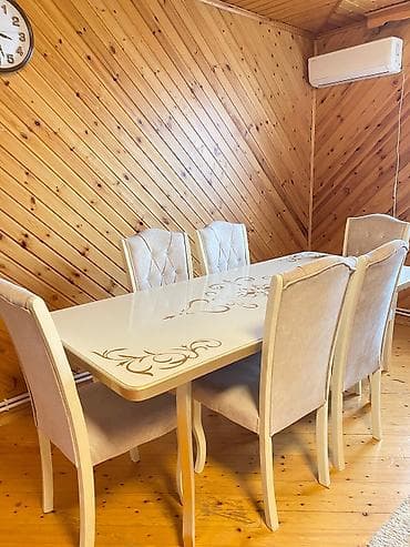 kosmetoloji stul: Qonaq otağı üçün, Açılmayan, Dördbucaq masa, 6 stul — 1