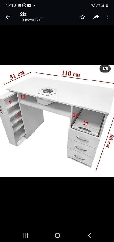 Uşaq mebeli: Oğlan üçün, Yeni, Siyirməli, Yazı masası, Stulsuz — 1