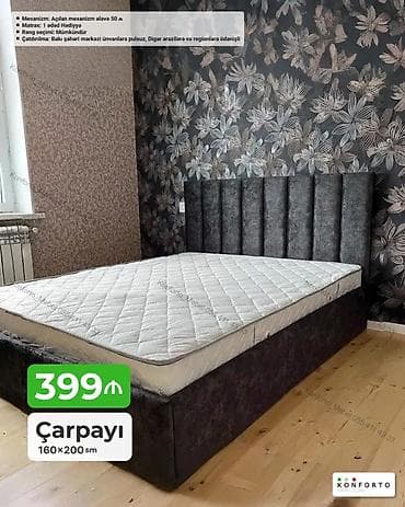 Çarpayı – 160×200 sm Xüsusiyyətlər: - Başlıqla birlikdə müasir dizayn lalafo.az -da Çarpayı – 160×200 sm Xüsusiyyətlər: - Başlıqla birlikdə müasir dizayn