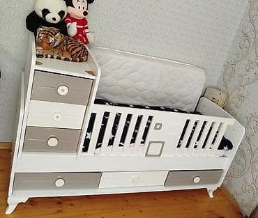 mebel aksesuar: Oğlan və qız üçün, Dördbucaq, Beşik, Matras ilə, Yellənmə mexanizmsiz — 1