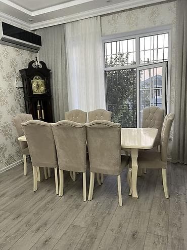Yemək masası dəsti – 8 nəfərlik - Tərkib: 1 ədəd düzbucaqlı masa + 8