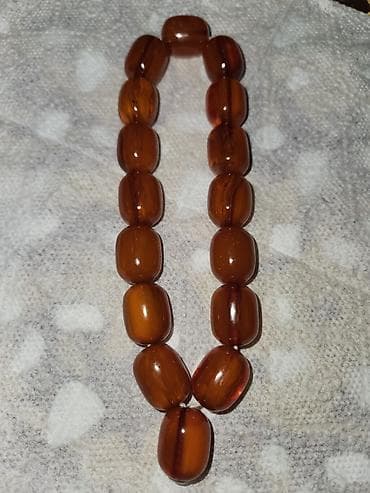 Kəhrəba rəngli təsbeh - Material: şəffaf-qəhvəyi tonlarda, damarlı — 4