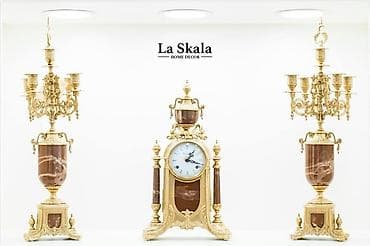 saat alanlar: Orijinal Lancini Imperial masaüstü saat dəsti (1 saat + 2 şamdan) — 2