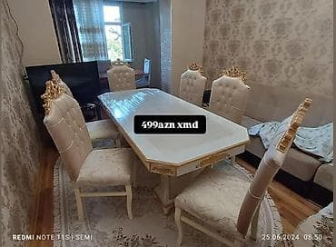 uz qaş stolu: Qonaq otağı üçün, Yeni, Açılmayan, Dördbucaq masa, 6 stul — 2