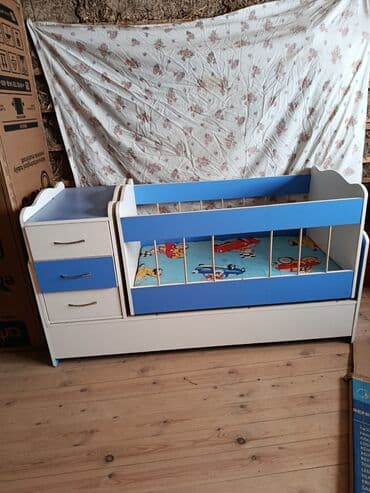 купить кровать трансформер: Для девочки и мальчика, Б/у, Четырехугольная, Колыбель, С бортиками, С матрасом, Без механизма качания — 9