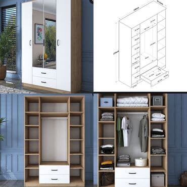 угловой шифоньер в спальню: Новый, Распашной, 2 двери Прямой шкаф, Гардеробный шкаф, Азербайджан — 8