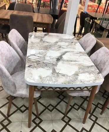 tap az masa ve oturacaqlar: Qonaq otağı üçün, Yeni, Açılan, Dördbucaq masa, 4 stul — 9