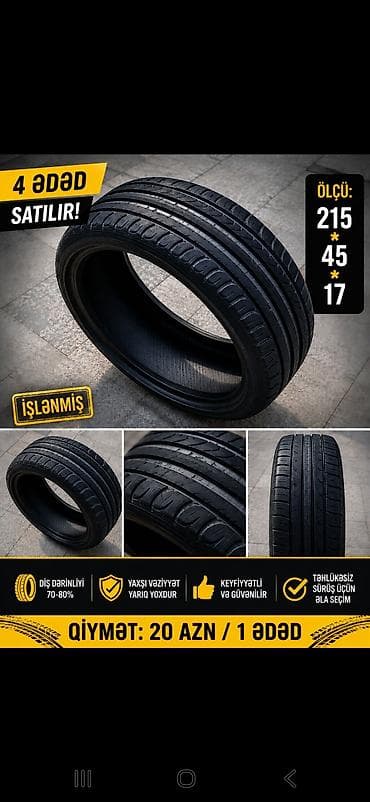 Məhsul: Avtomobil təkərləri – 4 ədəd birlikdə Ölçü: 215/45 R17