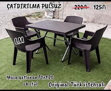 sutul: Original Türk istehsalı açıq hava dəsti - Dəst: qatlanan masa + 6 — 1