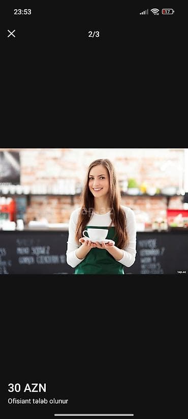 Ofisiant tələb olunur