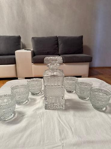 servis: Kristal qraf və stəkan dəsti viski - Dəst tərkibi: 1 ədəd kvadrat — 1