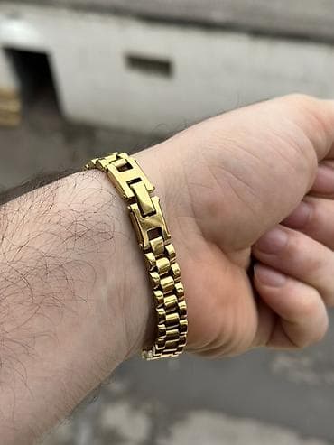 klac cantalar: Qızılı rəng metal kişi bilərziyi – “jubilee” tipli enli halqalar - — 3