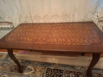 köhnə qədim gədim sovet davet stol stul mebel: Qonaq otağı üçün, İşlənmiş, Açılan, Kvadrat masa, 6 stul — 1