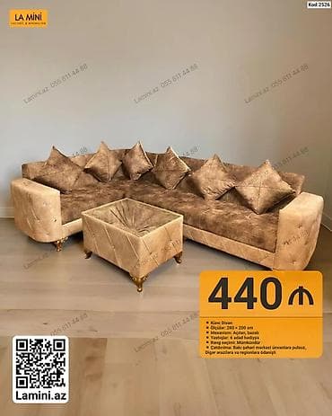 krep parca: Künc divan dəsti – LA MINI (Kod: 2526) - Ölçülər: 280 × 200 sm - — 1