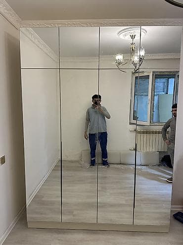 şifonerlər islenmis: Yeni, 4 qapılı, Güzgülü, Boz, Digər material, Açılan, Düz dolab — 6
