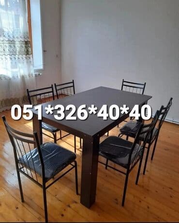 Masa və oturacaq dəstləri: Qonaq otağı üçün, Yeni, Açılmayan, Kvadrat masa, 8 stul — 30