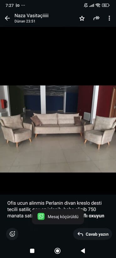 Masalar və oturacaqlar: Divan, 2 kreslo — 1