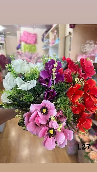 dekor suni guller: Süni pion gülləri – L9 - Rənglər: krem, ağ, açıq-sarı, tünd — 3