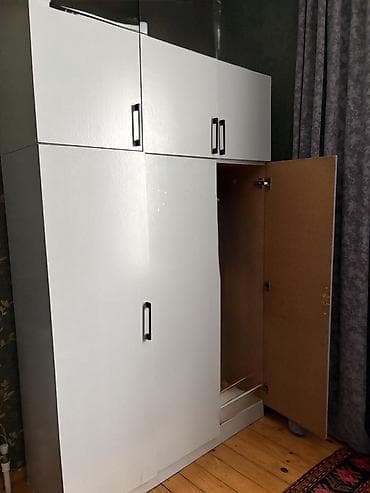 stol stul kreditle: 6 qapı, Boz, Taxta, Açılan, Düz dolab — 2