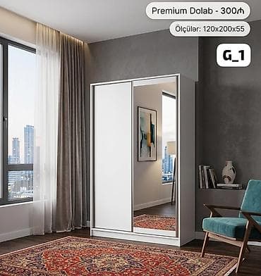 2 qapılı, Güzgülü, Ağ, Kupe, Düz dolab