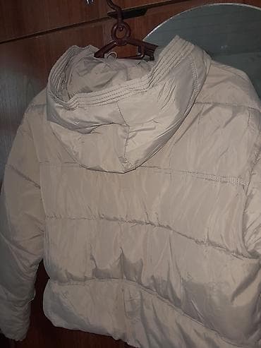 kurtk: Bej rəngli qışlıq puf şişmə qadın gödəkçə - Material: yüngül, suya — 4