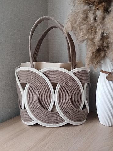 Çantalar: Əl istehsalı kruçu çanta - Material: qalın pambıq iplərdən — 2