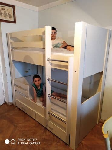 двуспальная кровать с подъемным механизмом: Для девочки и мальчика, Новый, Кровать, С матрасом, С выдвижными ящиками, Ламинат — 6