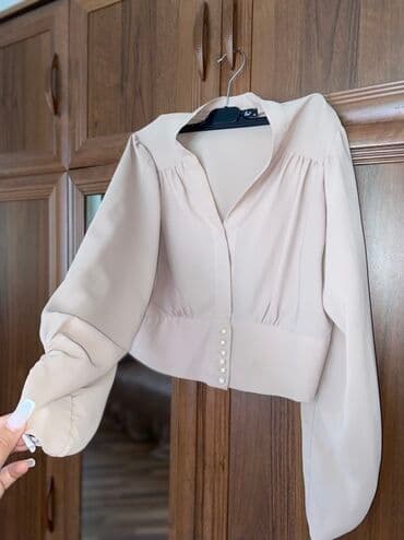 toxunma qadın köynəkləri: Zərif qadın bluzası – krem/şampan rəngi - Marka: I Am (etiketdə “40” — 3