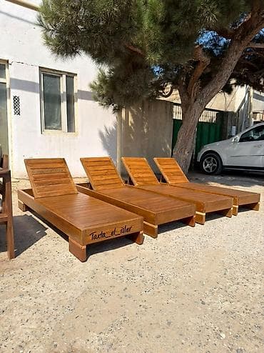 мох: Taxta şezlonqlar – hovuz, bağ və teras üçün - Material: tam ağac — 2