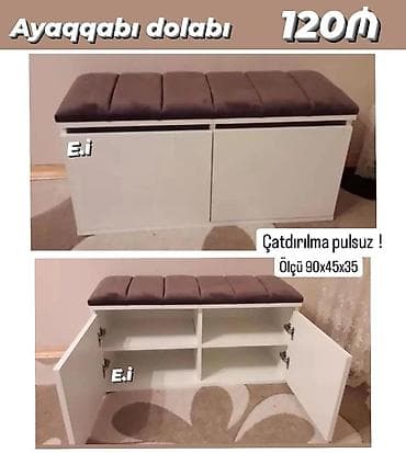 Ayaqqabı dolabı – oturacaqlı model - Rəng: ağ korpus, üst hissədə