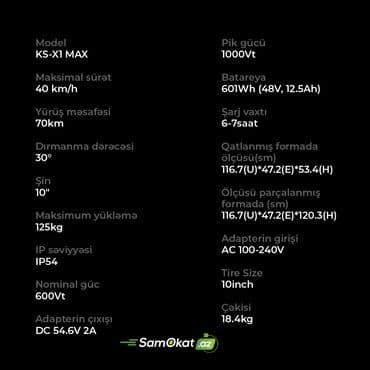 samakat ucuz: Elektrik samokat Ninebot KingSong KS-X1 Max scooter skuter 🛴 Kingsong — 8