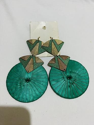 Бижутерия: Yaşıl daşlı və medal asqılı sırğalar seti - Model 1: Yaşıl halqa — 6