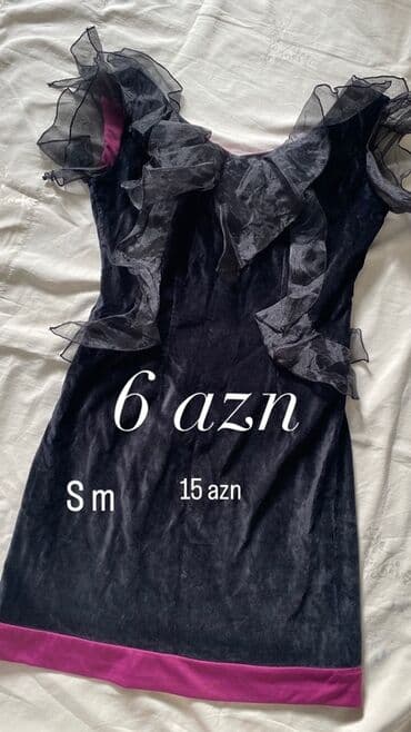 ziyafət donu: Qadın geyimləri paketi 1) Uzun qara ziyafət donu - Ön hissədə büzməli — 2