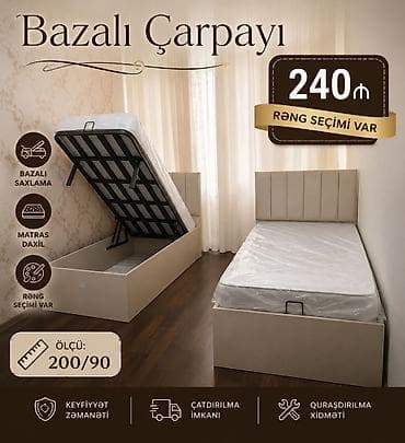 Bazalı çarpayı – yuxarı açılan saxlama bölməsi ilə funksional tək