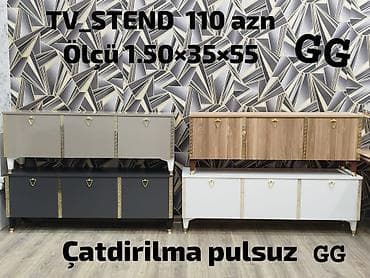 sufre dekoru: Yeni və sifarişlə TV stendləri - Modellər: 3 qapılı, dekorativ qızılı — 1