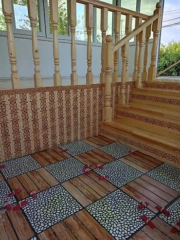 ucuz hovuz: Ağac işləri – tavan və pilləkən hazırlığı - Material: təbii ağac — 6